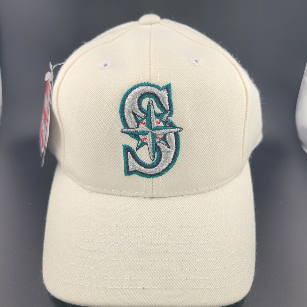 Puma Logo Athletic Seattle Mariners MLB Baseball Cap Mens Cream Strapback Hat